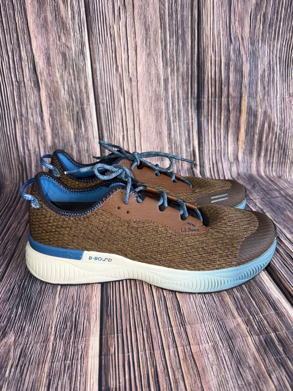 L.L.Bean Men’s B-Bound Lace-Up Walking Shoes Brown Blue Size 11.5 Medium